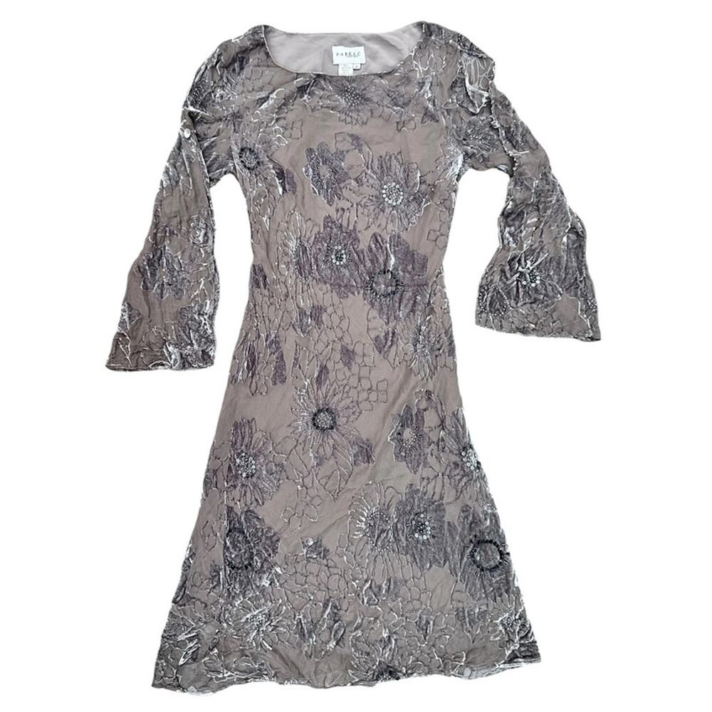 Papéll Velvet Burnout Beaded Midi Dress Fairy Whimsygoth Wedding Guest - 12